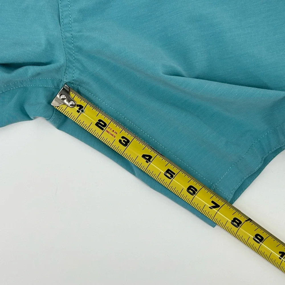 Mens Faherty Brand Board shorts Vintage Tape Sky Geo Stripe turquoise size 35 - Picture 8 of 9